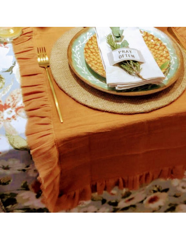 Camino de Mesa - CAMILA:  Tusor + Gasa contorno