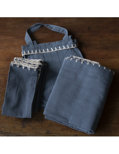 Set Artisan Crochet: Mantel + 6 Servilletas + Bolsita