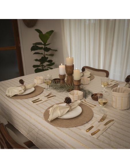 Mantel de Tusor Rayas Gold