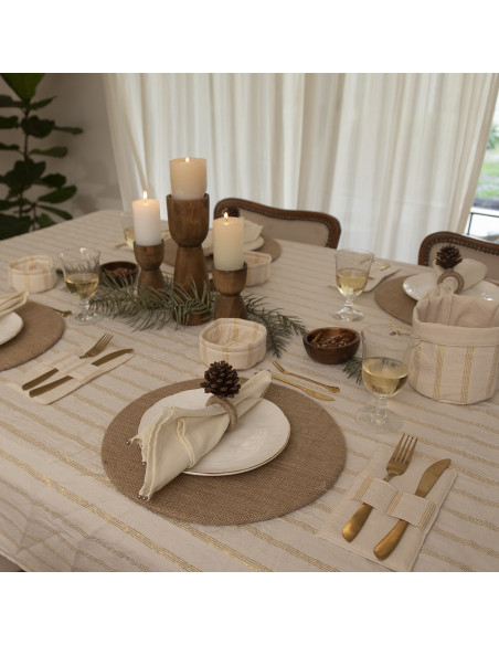 Mantel de Tusor Rayas Gold