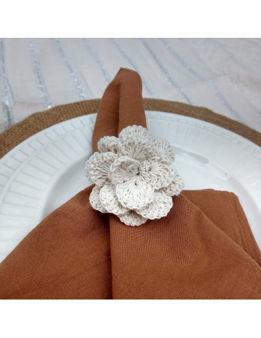 Servilletero  Flor Crochet x 4
