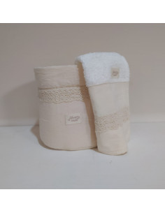 Contenedor  & Toalla de Mano - Puntilla + jabon