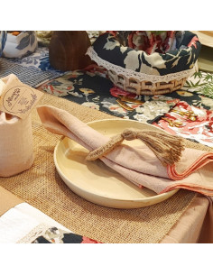 Servilleteros Borla Crochet  Yute x 4