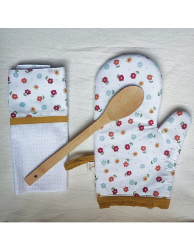 Set Manopla Vintage - Volados,  Repasador + Cuchara