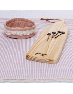 Set de Picada  Leslie: Tusor & Flecos - Mantel 60 x 60 2