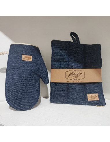 Set Manopla, Agarradera y Repasador - Denim