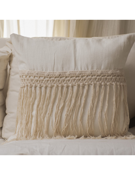 Combo de Almohadones - Panama Aplique Crochet Flecos Largos - Frente
