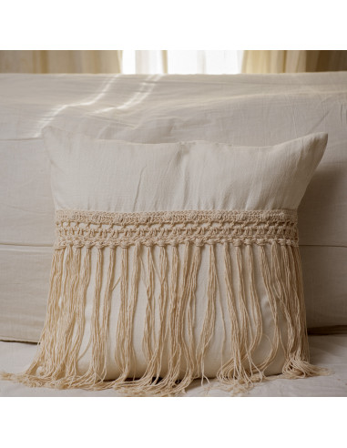 Combo de Almohadones - Panama Aplique Crochet Flecos Largos - Frente