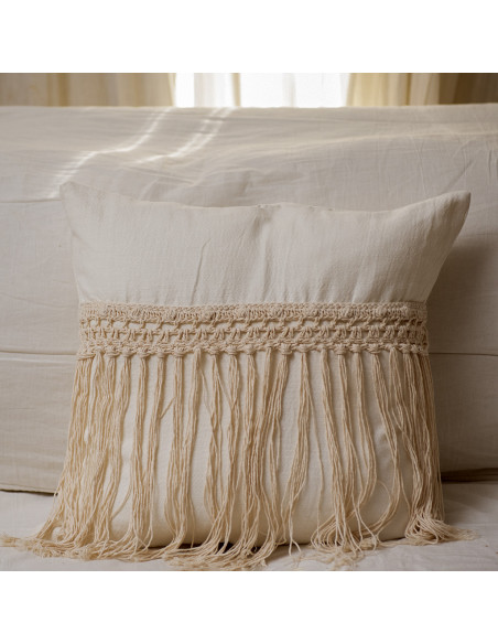 Combo de Almohadones - Panama Aplique Crochet Flecos Largos - Frente