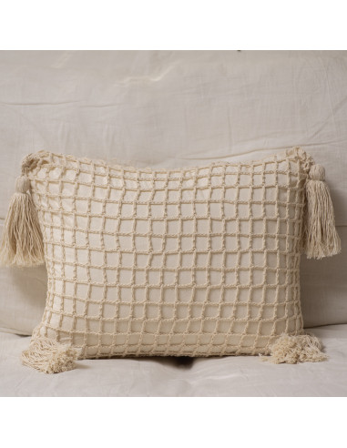 Almohadón - Cuadros Grandes Crochet y Borlas