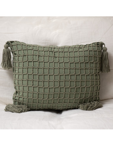 Almohadón - Cuadros Grandes Crochet y Borlas