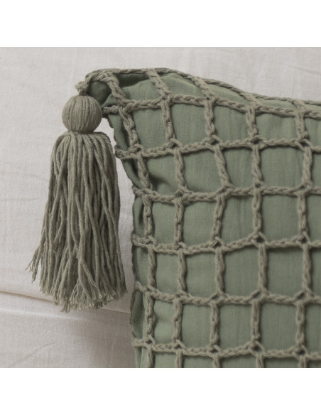 Almohadón - Cuadros Grandes Crochet y Borlas