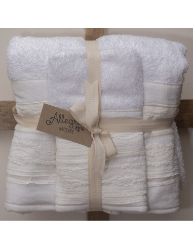 Set Toallón + Toalla Aplique Blanco