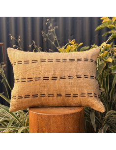 Combo Almohadón Arpillera Pespunte  Negro