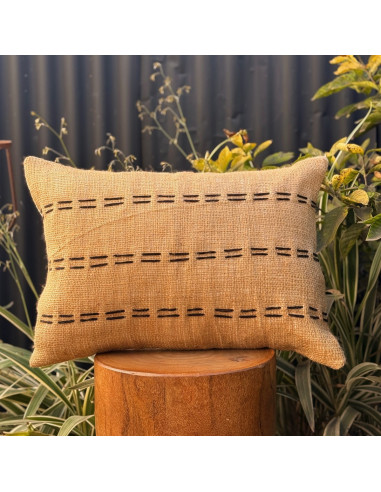 Combo Almohadón Arpillera Pespunte  Negro