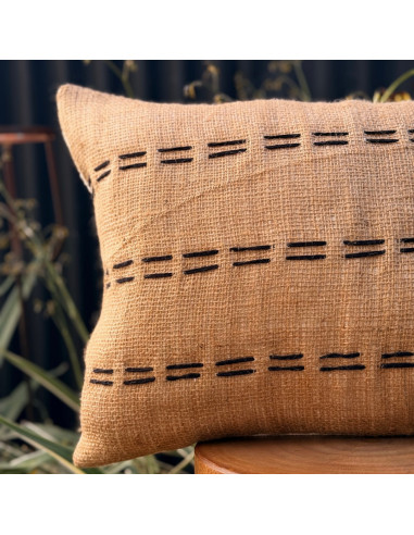 Combo Almohadón Arpillera Pespunte  Negro