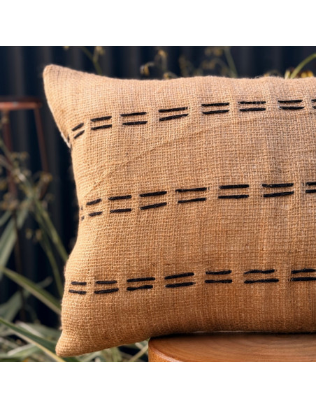 Combo Almohadón Arpillera Pespunte  Negro