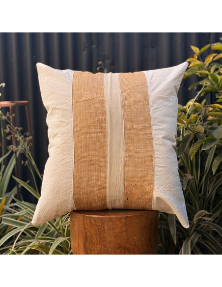 Combo Almohadones  Natural  - Centro Arpillera Tusor Tira