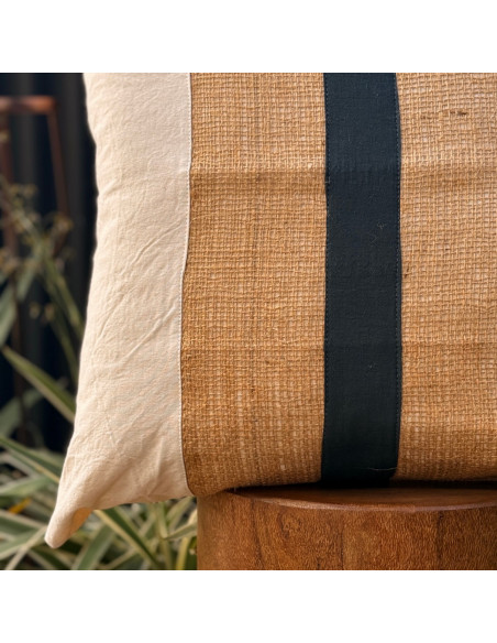 Combo Almohadones  Natural  - Centro Arpillera Tusor Tira