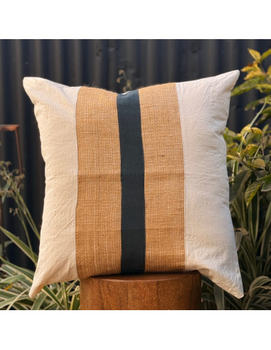Combo Almohadones  Natural  - Centro Arpillera Tusor Tira