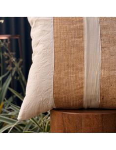 Combo Almohadones  Natural  - Centro Arpillera Tusor Tira 2