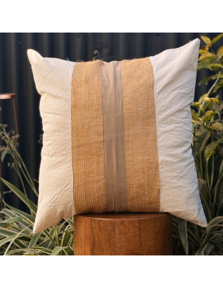Combo Almohadones  Natural  - Centro Arpillera Tusor Tira