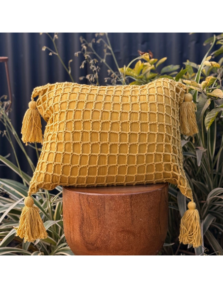 Almohadón - Cuadros Grandes Crochet y Borlas