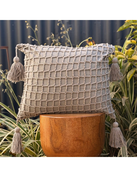 Almohadón - Cuadros Grandes Crochet y Borlas