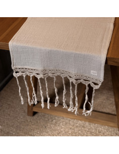 Camino de Mesa NARDA II - Bambula y Flecos Largos Crochet
