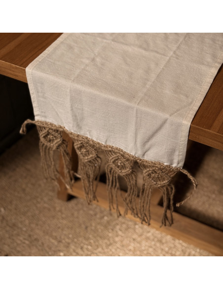 Camino de Mesa - Macramé Rombos Yute