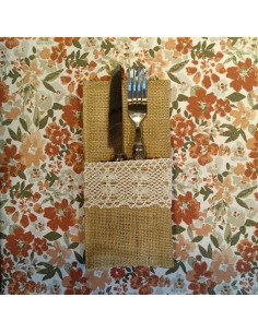 Porta Cubiertos - Arpillera x 4 unidades