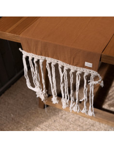 Camino de Mesa - Flecos Macramé Tusor 2