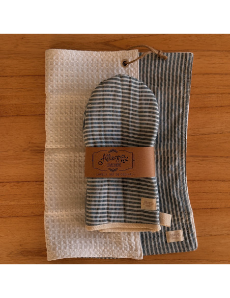 Set Manopla Tusor Rayas : Manopla + Repasador