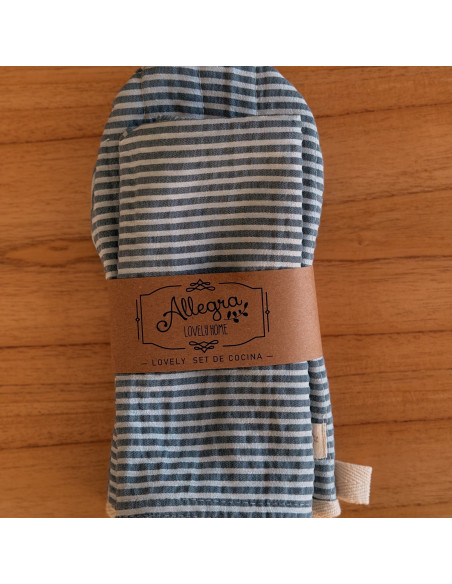 Set Manopla Tusor Rayas : Manopla + Repasador