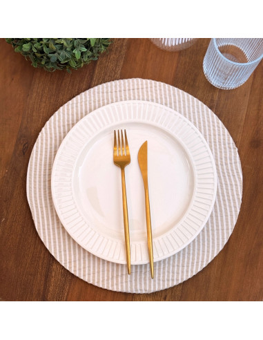 Plato de Sitio  Tusor Reversible - Liso - Mil Rayas