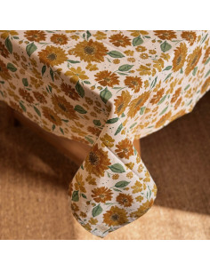 Mantel Indian Cotton - Flowers Orange