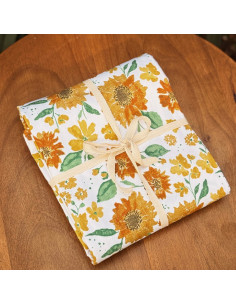 Mantel Indian Cotton - Flowers Orange 2