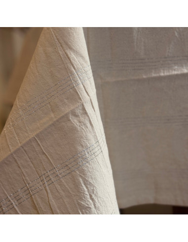 Mantel de Tusor Rayas Plata