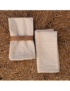 Servilletas Tusor + Puntilla Lateral - Pack x 4