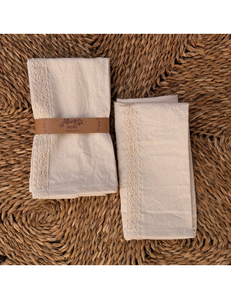 Servilletas Tusor + Puntilla Lateral - Pack x 4