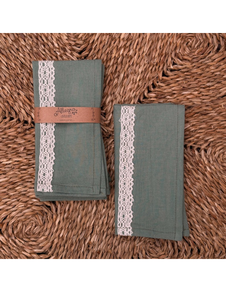 Servilletas Tusor + Puntilla Lateral - Pack x 4