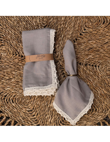 Servilletas de  Gasa + Puntilla Completa - Pack x 4