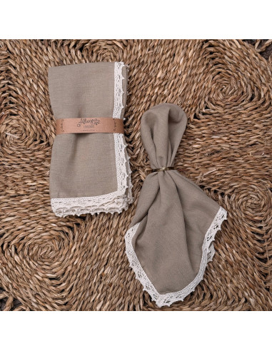 Servilletas de  Gasa + Puntilla Completa - Pack x 4