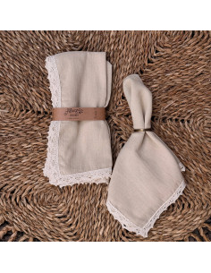 Servilletas de  Gasa + Puntilla Completa - Pack x 4