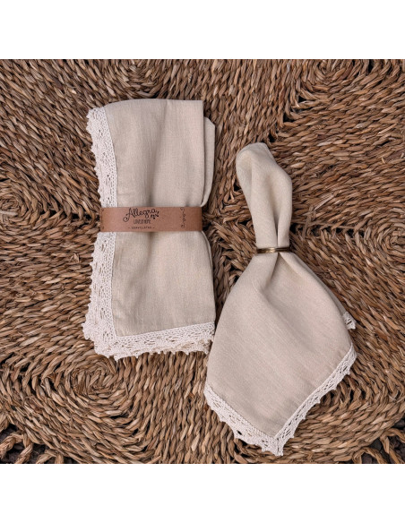 Servilletas de  Gasa + Puntilla Completa - Pack x 4