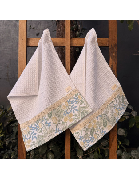 Pack de Repasadores Estampados Puntillas y Faja x2