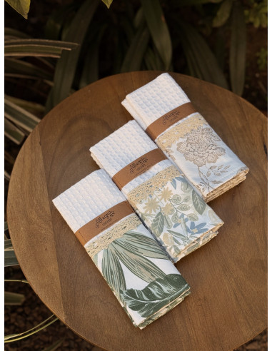 Pack de Repasadores Estampados Puntillas y Faja x2