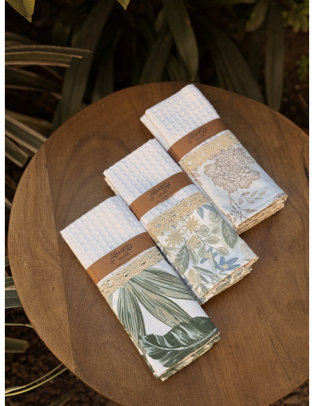 Pack de Repasadores Estampados Puntillas y Faja x2