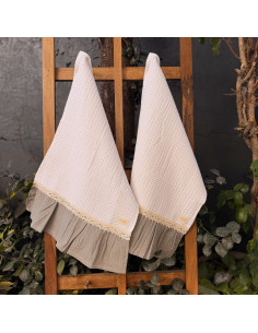 Pack De Repasadores Tusor Lisos  - Puntilla y Volados X2