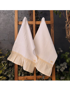 Pack De Repasadores Tusor Lisos  - Puntilla y Volados X2 2